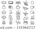 Thin line design money icon set without currency units (white background, black lines) 135966717