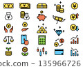 A simple color icon set of investment and money related circles 135966726