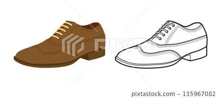 Wingtip mens brown flat plus line set. Perforated leather footwear with classic wingtip detail smart dress style.  135967082