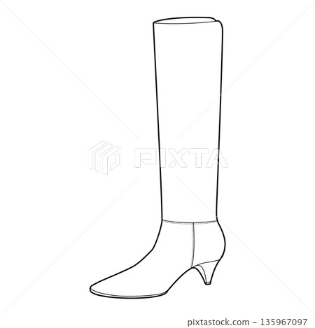 Kitten heel knee-high shoes women single line pair. Slim shaft with low heel for cold weather, and wardrobe. Technical Kitten heel knee-high shoes women single line pair. Slim shaft with low heel for cold weather, and wardrobe. Technical 135967097