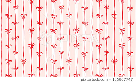 Red Bows on Pink Stripes Vector Seamless Pattern, Girly Coquette for Valentines Day Love Gift Wrapping or Greeting Cards, Fabric Textile Print Horizontal Banner Panoramic Backdrop Red Bows on Pink Stripes Vector Seamless Pattern, Girly Coquette for Valentines Day Love Gift Wrapping or Greeting Cards, Fabric Textile Print Horizontal Banner Panoramic Backdrop 135967747