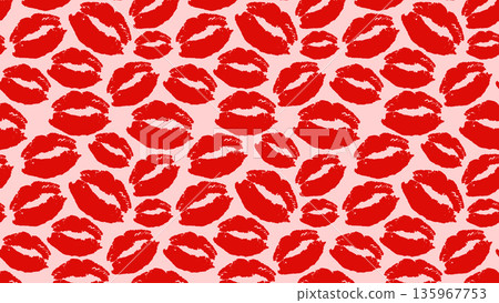 Red Lipstick Kiss Marks Vector Seamless Pattern, Girly Coquette for Valentines Day Love Gift Wrapping or Greeting Cards, Fabric Textile Print Horizontal Banner Backdrop Red Lipstick Kiss Marks Vector Seamless Pattern, Girly Coquette for Valentines Day Love Gift Wrapping or Greeting Cards, Fabric Textile Print Horizontal Banner Backdrop 135967753