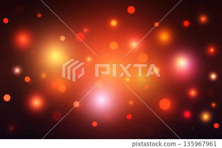 Warm Red and Orange Bokeh Background with Glowing Light Orbs and Abstract Blur 135967961