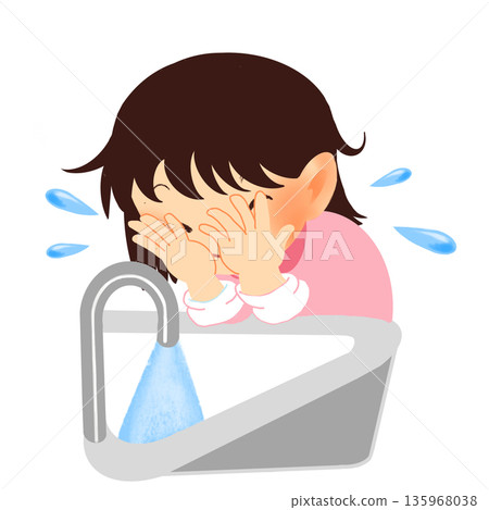 女孩生活插畫 | 洗臉 女孩生活插畫 | 洗臉 135968038