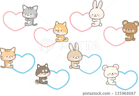 動物擁抱愛心套裝 135968087