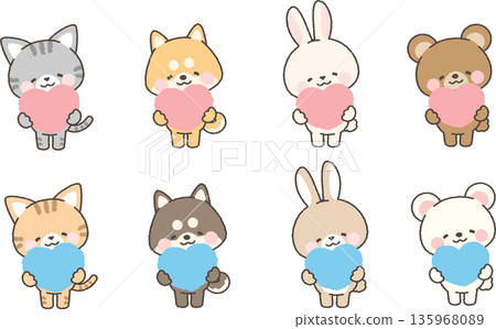 Animals with hearts set Animals with hearts set 135968089