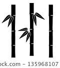 Set of Bamboo Stalks Silhouette with Leaves for poster, card, banner and more for asian style design. 135968107