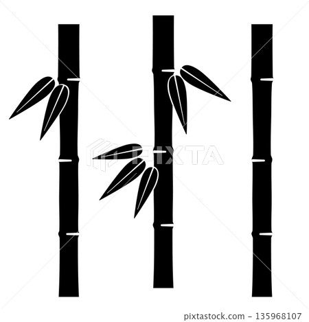 Set of Bamboo Stalks Silhouette with Leaves for poster, card, banner and more for asian style design. Set of Bamboo Stalks Silhouette with Leaves for poster, card, banner and more for asian style design. 135968107