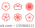 Set of Japanese Plum Flowers in line art styles. Applicable for poster, card, banner and more for asian style design 135968111