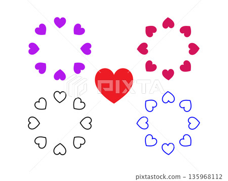 Heart Circles Surround a Central Red Heart, Symbolizing Love, Unity, and Connection. Heart Circles Surround a Central Red Heart, Symbolizing Love, Unity, and Connection. 135968112
