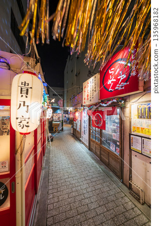 Night view of Hachinohe Yatai Village and Miroku Yokocho in Hachinohe City, Aomori Prefecture Night view of Hachinohe Yatai Village and Miroku Yokocho in Hachinohe City, Aomori Prefecture 135968182