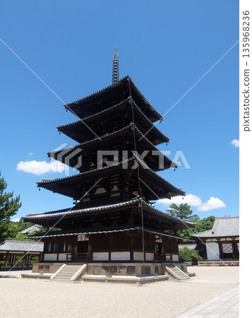 [Nara] Five-story pagoda of Horyuji Temple 135968236
