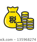 錢袋和硬幣圖示插圖，代表稅收 135968274