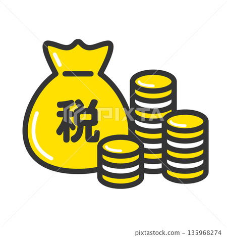 Money bag and coin icon illustration representing tax 135968274