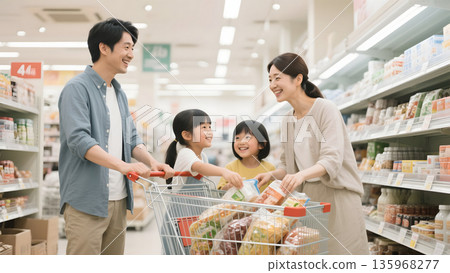 Family shopping at the supermarket Family shopping at the supermarket 135968277