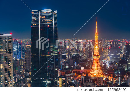 從港區看到的東京鐵塔夜景 135968491