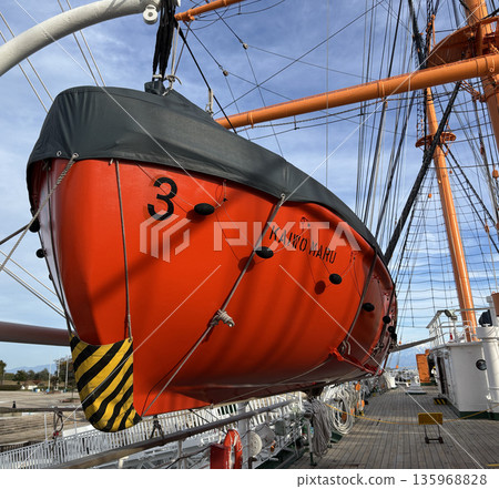 Sailing ship lifeboat Sailing ship lifeboat 135968828