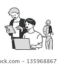 Illustration of a man working in a coworking space 135968867