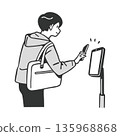 Illustration of a man holding a smartphone 135968868
