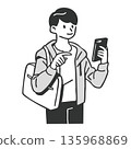 Illustration of a man operating a smartphone 135968869