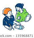 Illustration of a boy and girl doing crafts 135968871