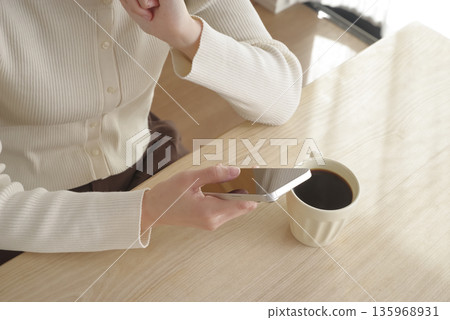 操作智能手機的女人的手 135968931