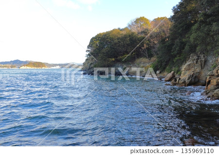 岩黑島的根部，一片由起伏的閃長岩構成的懸崖（岩黑島西北部） 135969110