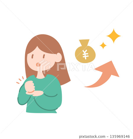 向量圖，描繪一位女士同意談論金錢。 135969146