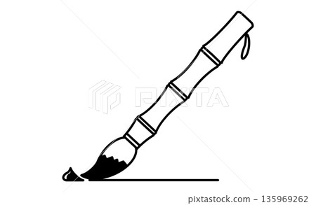 Traditional calligraphy: A pictogram of a brush symbolizing calligraphy and Japanese culture Traditional calligraphy: A pictogram of a brush symbolizing calligraphy and Japanese culture 135969262