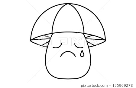 Mushroom character: Sad crying face anthropomorphic icon Mushroom character: Sad crying face anthropomorphic icon 135969278
