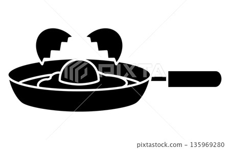 開啟美好的一天：一個簡單的圖標，代表早餐必備食材——煎蛋 135969280