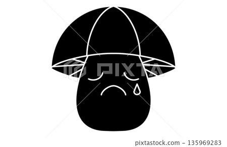 Mushroom character: Sad crying face anthropomorphic icon 135969283
