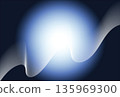 Abstract illustration of a spiritual ball of light and ethereal glowing waves on a blue background 135969300