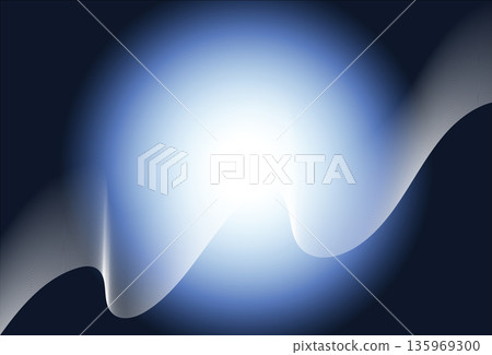 Abstract illustration of a spiritual ball of light and ethereal glowing waves on a blue background 135969300