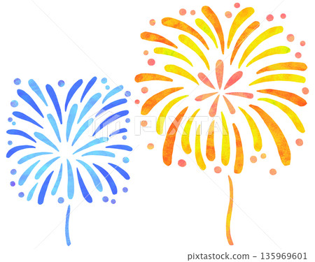 Two fireworks illustration set 135969601