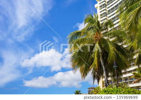 Hawaii Waikiki Beach Blue sea and sky resort scenery Hawaii Waikiki Beach Blue sea and sky resort scenery 135969699