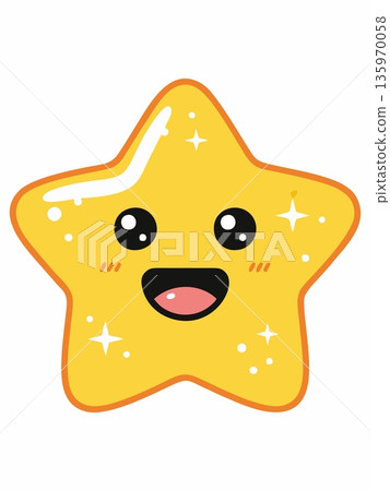 Cute Smiling Star Cartoon Illustration 135970058