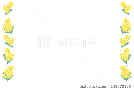 Hand-drawn mimosa simple left and right frame_horizontal Hand-drawn mimosa simple left and right frame_horizontal 135970109