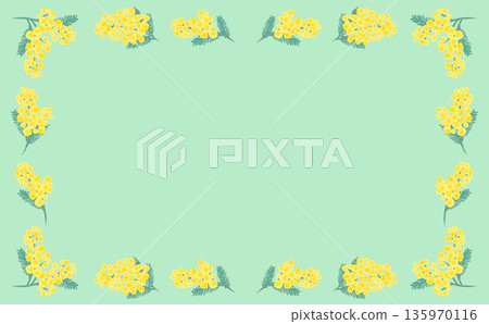 Hand-drawn mimosa simple frame_green background_horizontal Hand-drawn mimosa simple frame_green background_horizontal 135970116