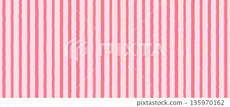 Pink seamless stripes background. Abstract watercolor strokes repeated pattern. Summer pastel straight vertical lines for fabric, wrapping paper, textile, banner, poster. Vector wallpaper 135970162