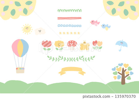 適用於幼兒園、托兒所和兒科診所的兒童教材套裝 | 易於閱讀，設計可愛 135970370