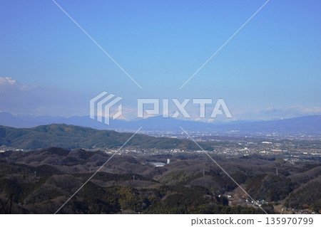 Saitama Prefecture: View of Takasaki from Mt. Ishison [Outer Chichibu Seven Peaks Traverse Hiking Course] Ogawa Town 135970799