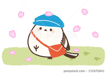 一隻長尾山雀沿著送貨路線行走,道路兩旁鋪滿了飄落的櫻花花瓣。 一隻長尾山雀沿著送貨路線行走,道路兩旁鋪滿了飄落的櫻花花瓣。 135970841