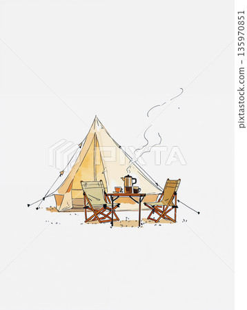 Tent and coffee 135970851