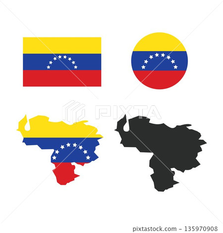 venezuela flag map  icon vector element design 135970908