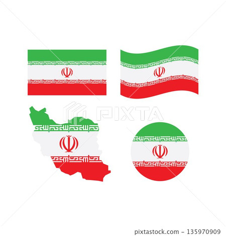 iran flag map  icon vector element design 135970909