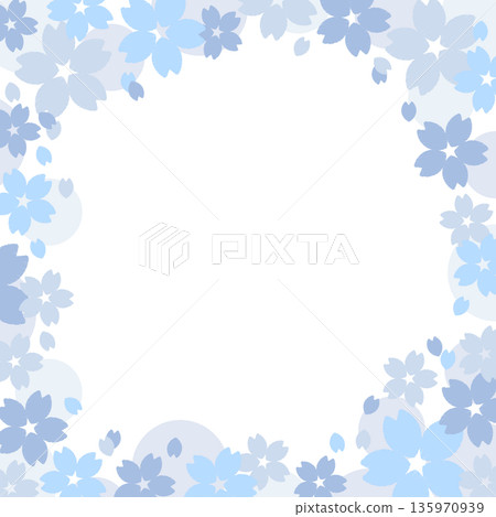 Cute cherry blossom Japanese style frame decorative material square square card blue Cute cherry blossom Japanese style frame decorative material square square card blue 135970939