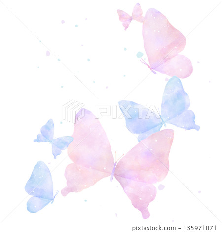 Illustration material of a butterfly gently painted in watercolor style | Butterfly, Watercolor, Insect, Nature 135971071