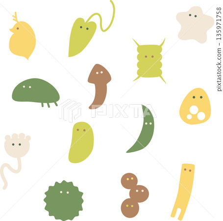 Cute microorganism illustration on white background 135971758