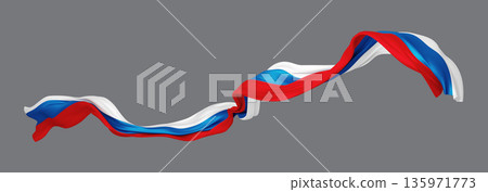 Russian flag ribbon isolated on grey background 3D render Russian flag ribbon isolated on grey background 3D render 135971773